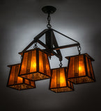 28"W Prairie Loft 4 Lt Mission Lodge Chandelier