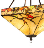 16"Sq Woodland Berries Stained Glass Inverted Pendant
