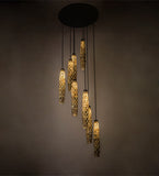 48"W Tiffany Checkers 8 Lt Cascading Contemporary Pendant