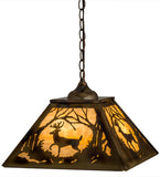 16"Sq Deer At Dawn Wildlife Ceiling Pendant
