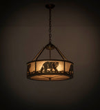 22"W Black Bear Wildlife Lodge Inverted Pendant