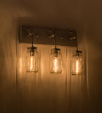 18"W Mason Jar 3 Lt Arts & Crafts Vanity Light