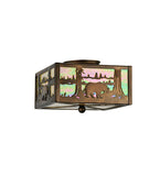 10"Sq Bear At Lake Wildlife Rustic Lodge Flushmount