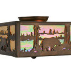 10"Sq Bear At Lake Wildlife Rustic Lodge Flushmount