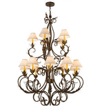 46"W Alexandria 15 Lt Victorian Fabric Chandelier