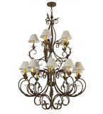 46"W Alexandria 15 Lt Victorian Fabric Chandelier