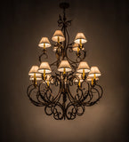 46"W Alexandria 15 Lt Victorian Fabric Chandelier