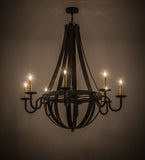 48"W Barrel Stave Metallo 8 Lt Lodge Chandelier