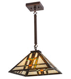 14"Sq Prairie Wheat Stained Glass Pendant