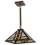14"Sq Prairie Wheat Stained Glass Pendant