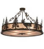 36"W Wildlife At Dusk Rustic Lodge Semi-Flushmount