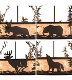 36"W Wildlife At Dusk Rustic Lodge Semi-Flushmount