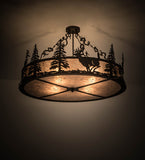 36"W Wildlife At Dusk Rustic Lodge Semi-Flushmount