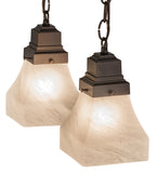 16"Sq Bungalow White Alabaster 4 Lt Mission Flushmount