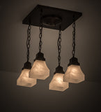 16"Sq Bungalow White Alabaster 4 Lt Mission Flushmount