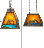 18"L Trout & Fisherman Oblong Pendant