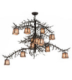 48"W Pine Branch Valley View 12 Lt Arts & Crafts Chandelier
