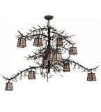 48"W Pine Branch Valley View 12 Lt Arts & Crafts Chandelier