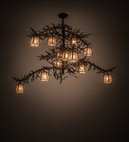 48"W Pine Branch Valley View 12 Lt Arts & Crafts Chandelier