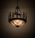 24"W Wildlife Wandering Moose Inverted Pendant