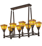 38"L Prairie Corn 8 Lt Oblong Mission Chandelier
