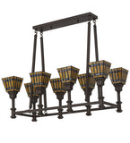 38"L Prairie Corn 8 Lt Oblong Mission Chandelier