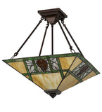 17"Sq Pinecone Ridge Tiffany Lodge Semi-Flushmount