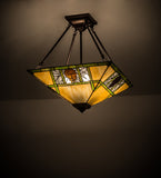 17"Sq Pinecone Ridge Tiffany Lodge Semi-Flushmount