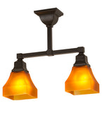 17"L Bungalow Frosted Amber 2 Lt Mission Semi-Flushmount