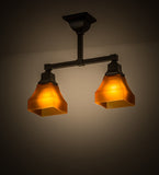 17"L Bungalow Frosted Amber 2 Lt Mission Semi-Flushmount