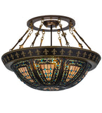 28"W Fleur-de-lis Tiffany Victorian Semi-Flushmount