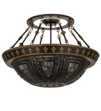 28"W Fleur-de-lis Tiffany Victorian Semi-Flushmount