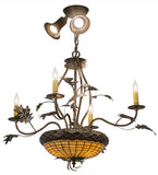30"W Tiffany Greenbriar Oak 4 Lt Mission Chandelier