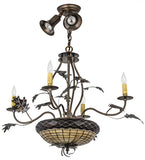 30"W Tiffany Greenbriar Oak 4 Lt Mission Chandelier
