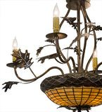 30"W Tiffany Greenbriar Oak 4 Lt Mission Chandelier