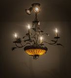 30"W Tiffany Greenbriar Oak 4 Lt Mission Chandelier