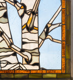 24"W X 19"H Birch Tree in Winter Rustic Stained Glass Window