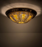 30"W Fleur-de-lis 3rd Seal of Solomon Tiffany Gothic Flushmount