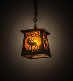 7"Sq Elk Wildlife Mini Pendant