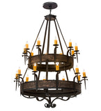 56"W Gothic Costello 20 Lt Two Tier Rustic Chandelier