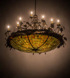 55"W Greenbriar Oak Stained Glass Inverted Pendan
