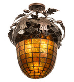 15"W Oak Leaf & Acorn Lodge Flushmount