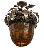 15"W Oak Leaf & Acorn Lodge Flushmount