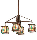 36"L Mackintosh Leaf 4 Lt Oblong Chandelier