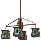 36"L Mackintosh Leaf 4 Lt Oblong Chandelier
