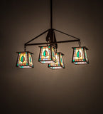 36"L Mackintosh Leaf 4 Lt Oblong Chandelier