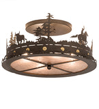 22"W Cowboy & Steer Flushmount