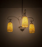 24"W Terra Bone 3 Lt Stained Glass Chandelier