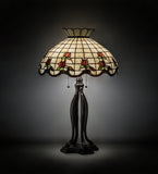 31.5"H Roseborder Floral Stained Glass Table Lamp