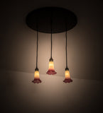 24"W Pond Lily 3 Lt Cascading Pendant